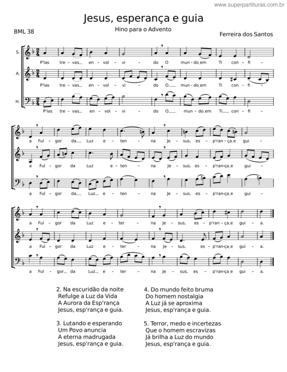 Partitura da música Jesus, Esperança E Guia – Ferreira Dos Santos