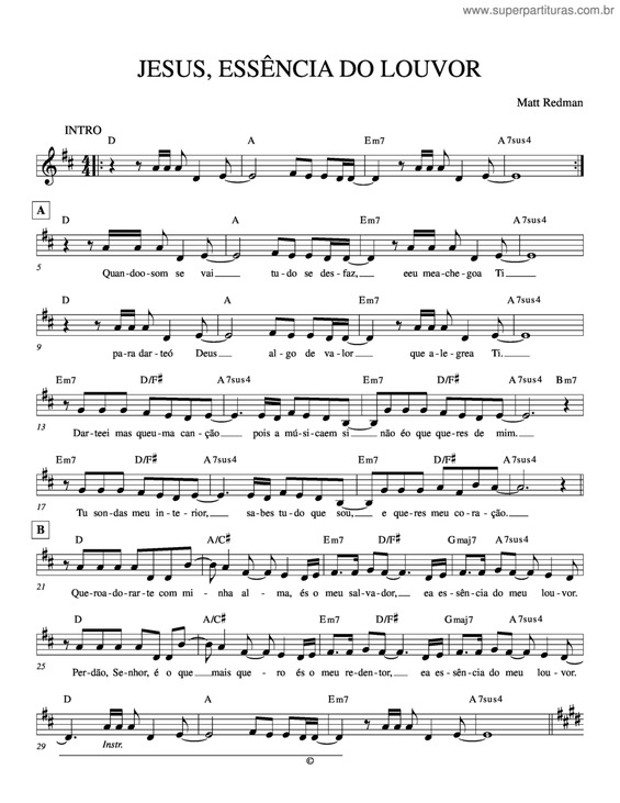 Partitura da música Jesus, Essência Do Louvor