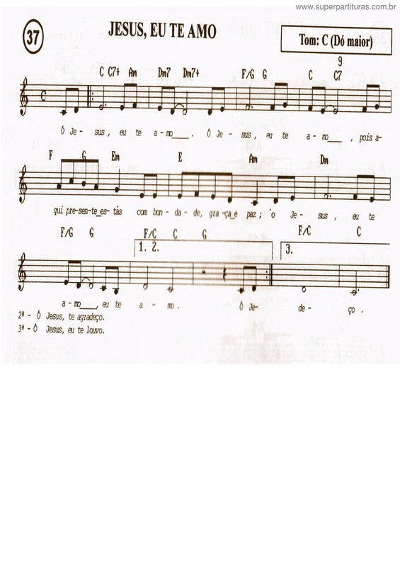 Partitura da música Jesus, Eu Te Amo