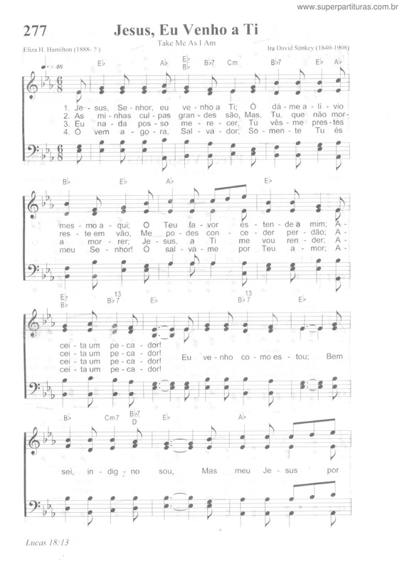 Partitura da música Jesus, Eu Venho A Ti