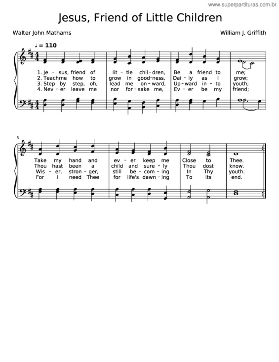 Partitura da música Jesus, Friend Of Little Children