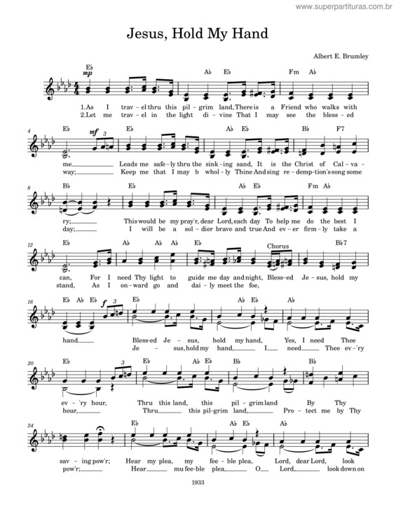 Partitura da música Jesus, Hold My Hand With Chords