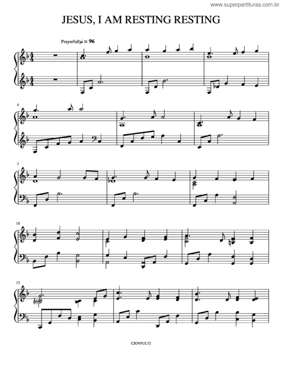 Partitura da música Jesus, I Am Resting Resting