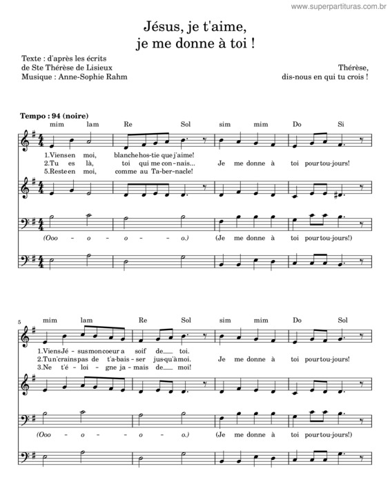 Partitura da música Jésus, Je T`Aime, Je Me Donne À Toi! – Anne–Sophie Rahm