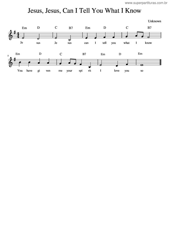 Partitura da música Jesus, Jesus v.2