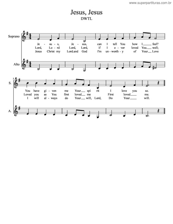 Partitura da música Jesus, Jesus