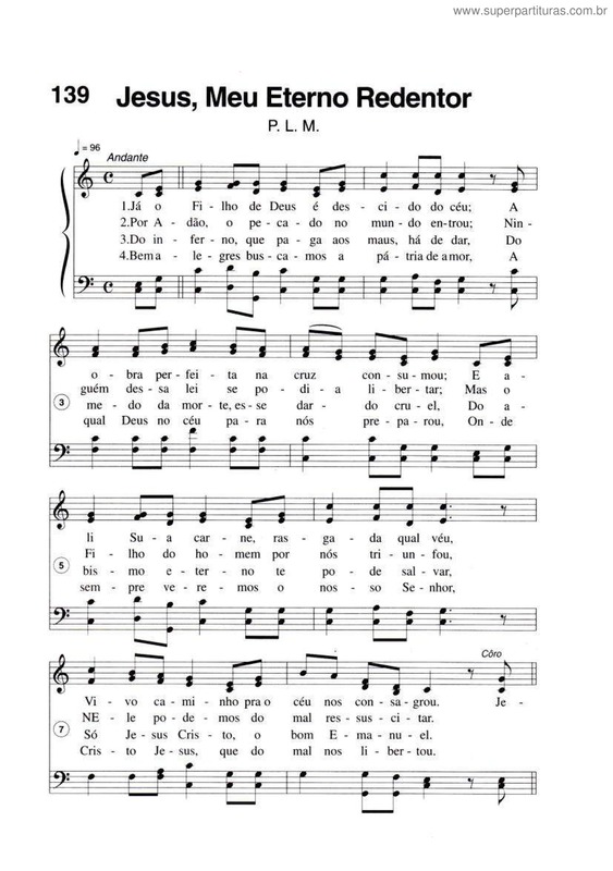 Partitura da música Jesus, Meu Eterno Redentor