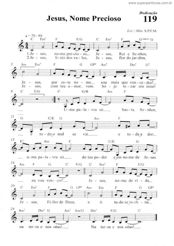 Partitura da música Jesus, Nome Precioso