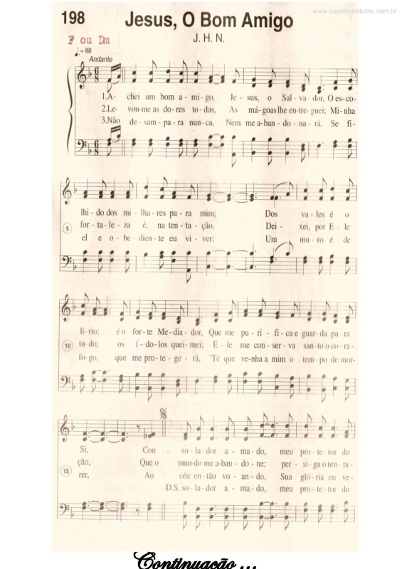 Partitura da música Jesus, O Bom Amigo