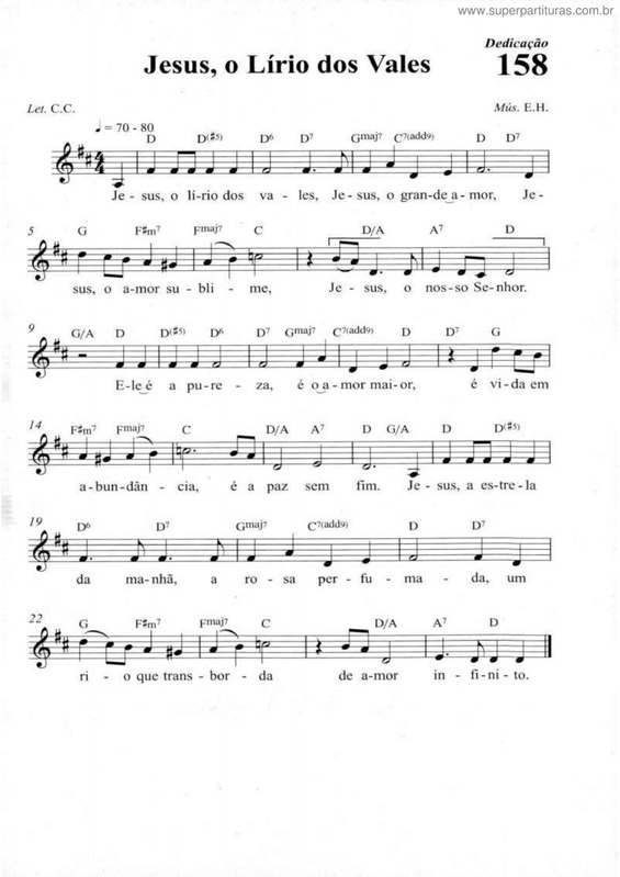 Partitura da música Jesus, O Lírio Dos Vales