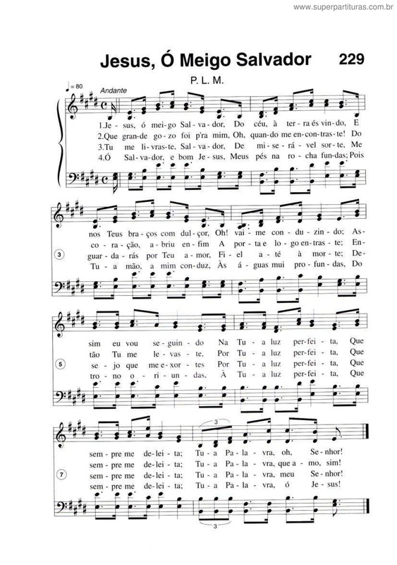 Partitura da música Jesus, Ó Meigo Salvador