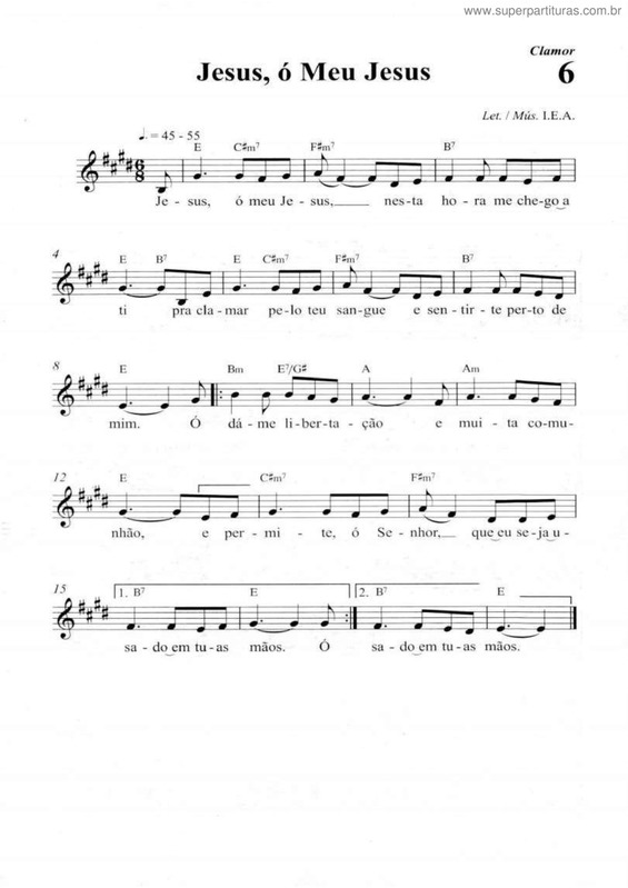 Partitura da música Jesus, Ó Meu Jesus