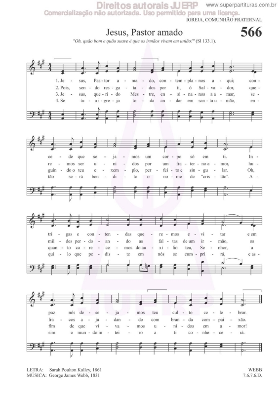 Partitura da música Jesus, Pastor Amado - 566 HCC v.2