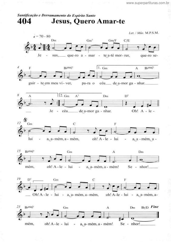 Partitura da música Jesus, Quero Amar-Te