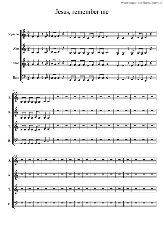 Partitura da música Jesus, Remember Me v.2