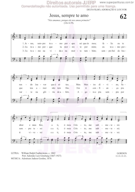 Partitura da música Jesus, Sempre Te Amo - 62 HCC v.2