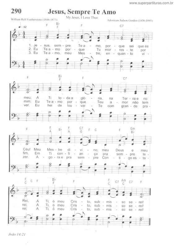 Partitura da música Jesus, Sempre Te Amo