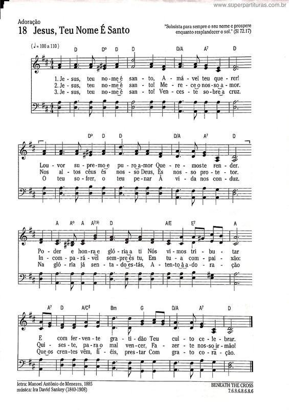 Partitura da música Jesus, Teu Nome É Santo