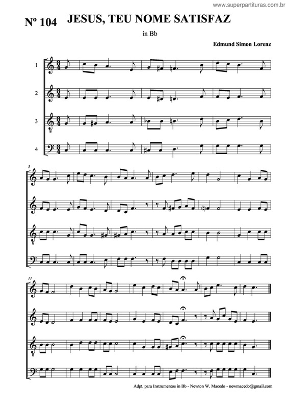 Partitura da música Jesus, Teu Nome Satisfaz v.2