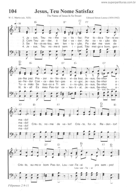 Partitura da música Jesus, Teu Nome Satisfaz