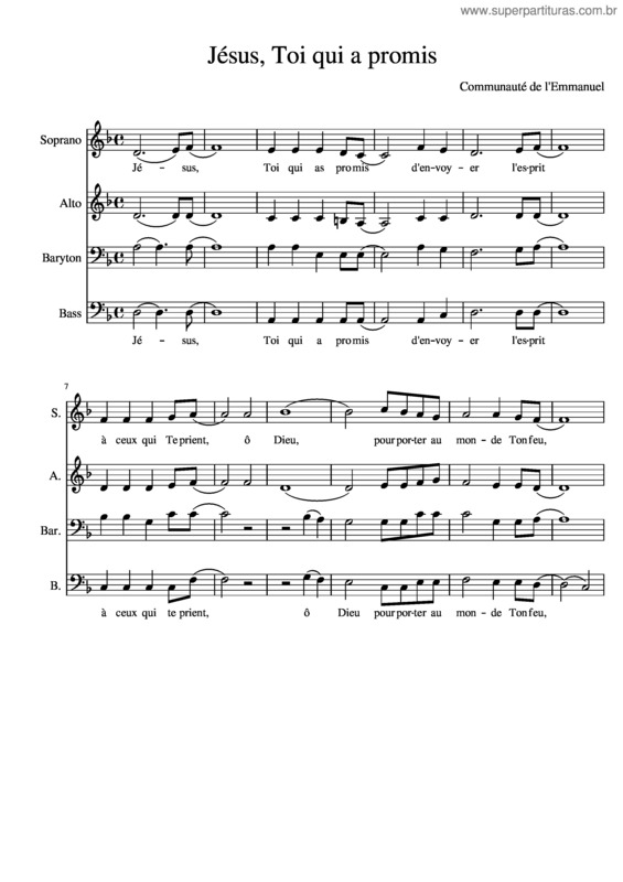 Partitura da música Jésus, Toi Qui A Promis