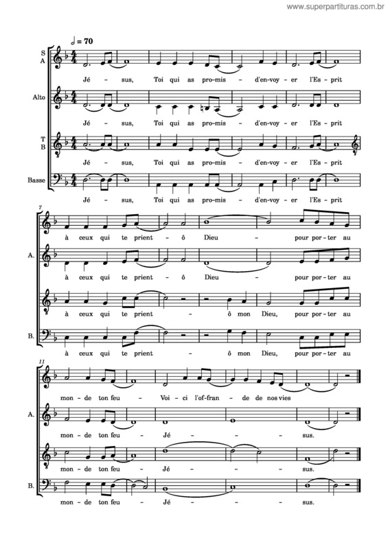 Partitura da música Jésus, Toi Qui As Promis – Communauté De L`Emmanuel Jésus Toi Qui As Promis_Original