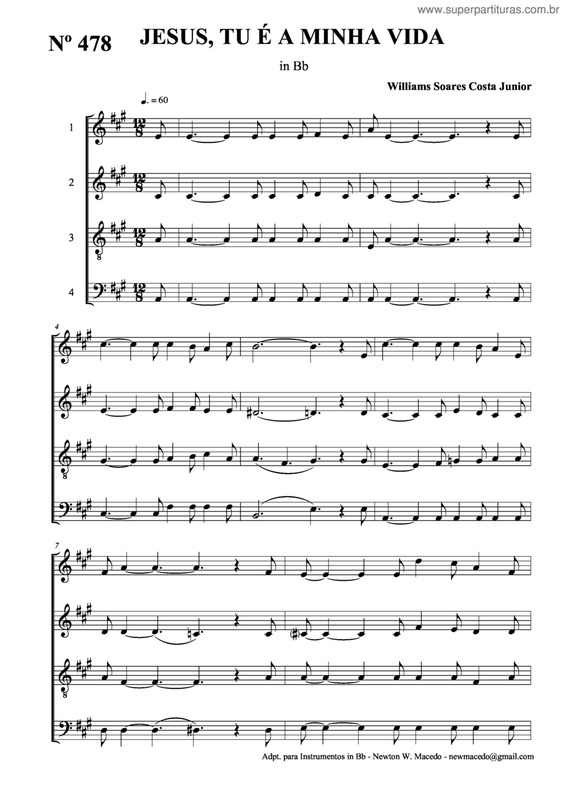 Partitura da música Jesus, Tu É A Minha Vida