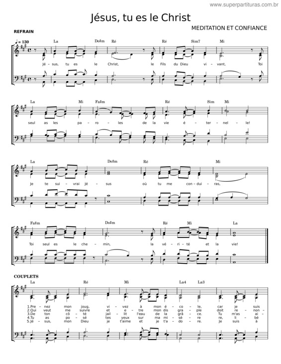 Partitura da música Jésus, Tu Es Le Christ