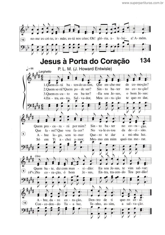 Partitura da música Jesus À Porta Do Coração