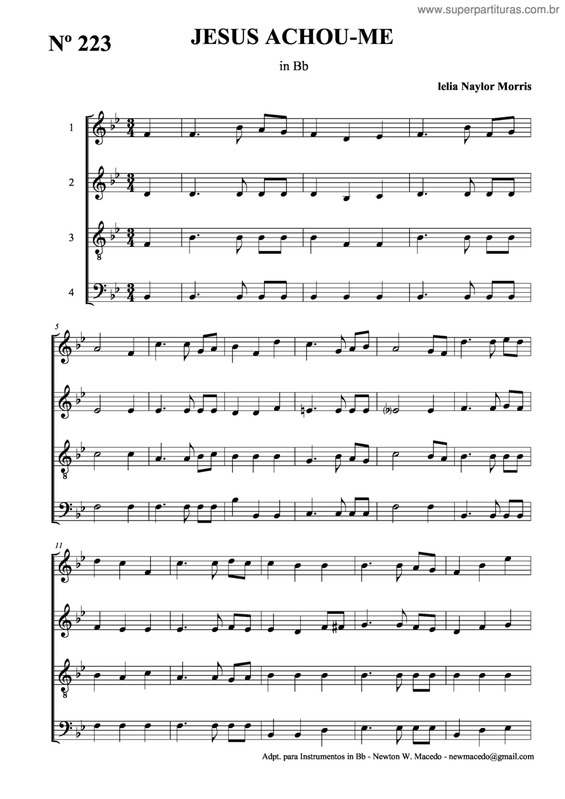 Partitura da música Jesus Achou-Me v.2