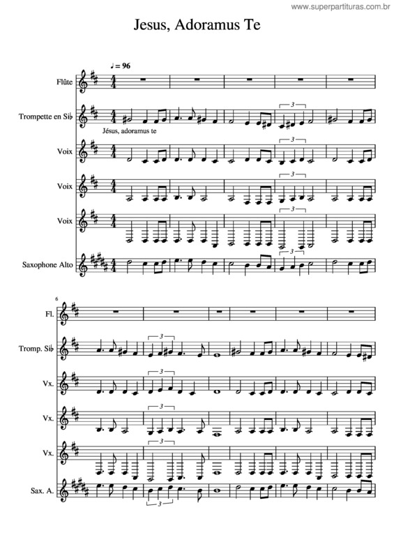 Partitura da música Jesus Adoramus Te