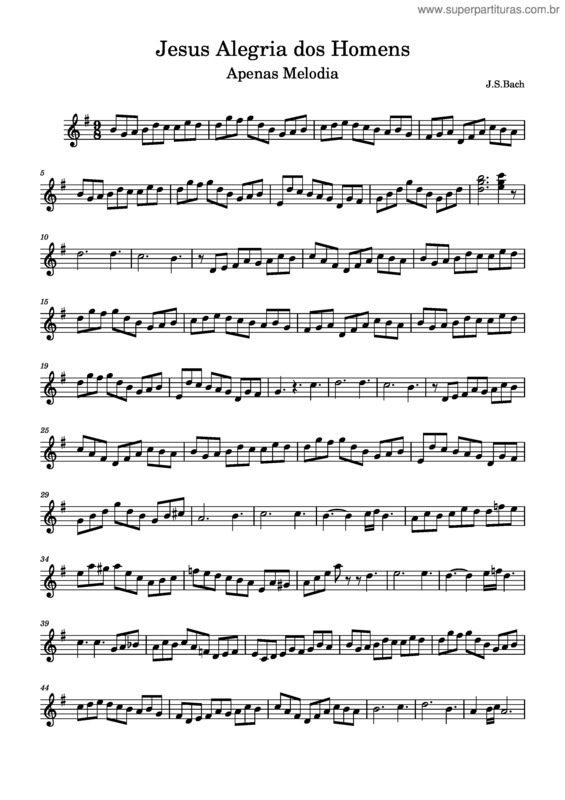 Partitura da música Jesus Alegria Dos Homens v.16