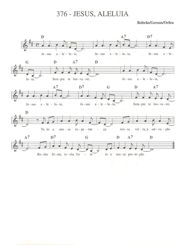 Partitura da música Jesus Aleluia