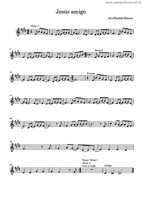 Partitura da música Jesús Amigo – Marcela De Maria Y Campos Jesus Amigo En E