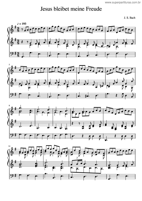 Partitura da música Jesus Bleibet Meine Freude From Herz Und Mund Und Tat Und Leben