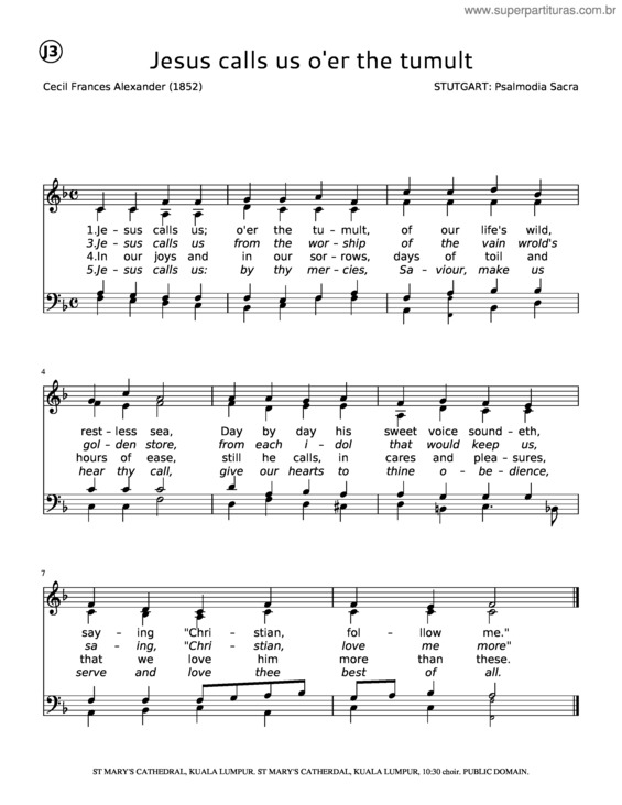 Partitura da música Jesus Calls Us O`Er The Tumult – Stuttgart