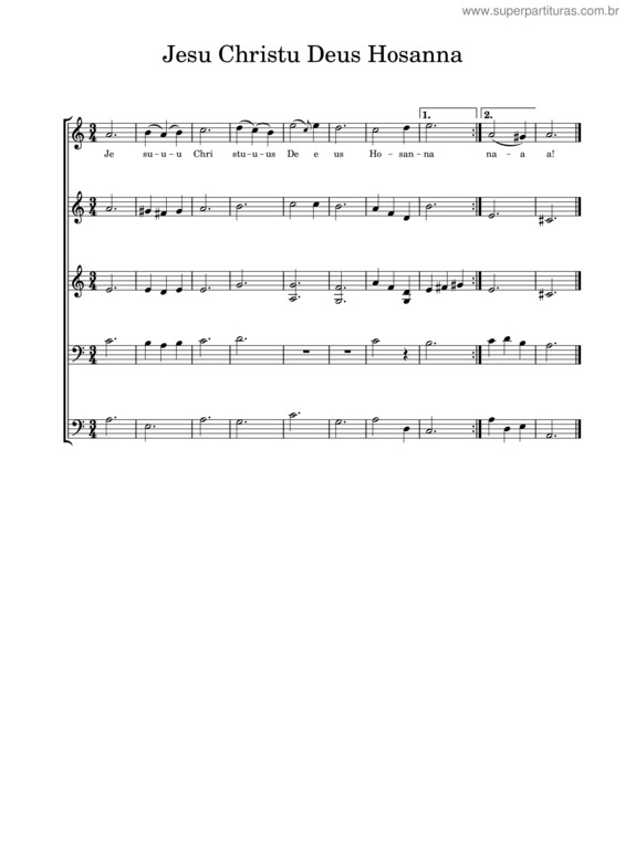 Partitura da música Jesus Christus Deus Hosanna