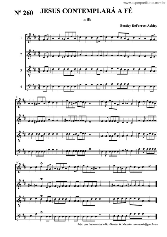 Partitura da música Jesus Contemplará A Fé v.2