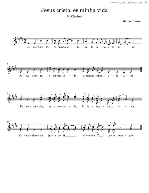 Partitura da música Jesus Cristo, És Minha Vida – Marco Frisina