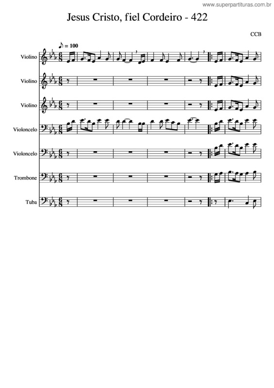Partitura da música Jesus Cristo, Fiel Cordeiro – 422 – Congregação Cristã No Brasil
