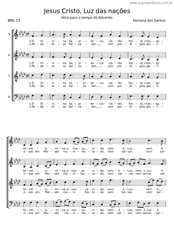 Partitura da música Jesus Cristo, Luz Das Nações – Ferreira Dos Santos
