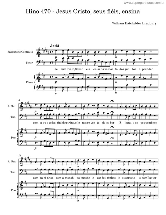 Partitura da música Jesus Cristo, Seus Fiéis, Ensina – Anna B Warner, William Batchelder Bradbury