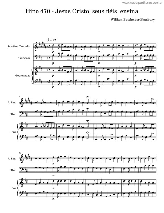 Partitura da música Jesus Cristo, Seus Fiéis, Ensina – William Batchelder Bradbury v.2