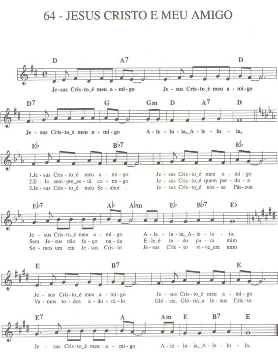 Partitura da música Jesus Cristo e Meu Amigo