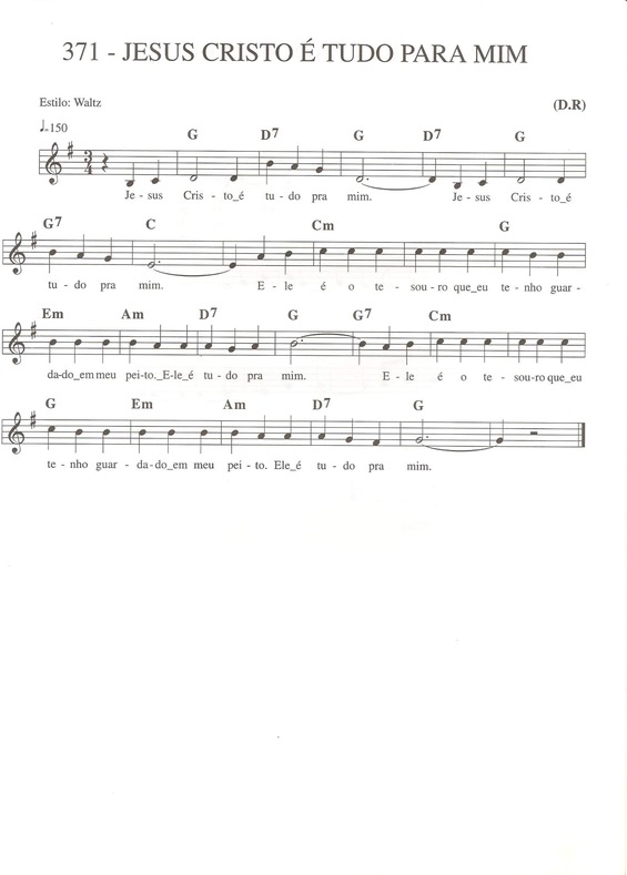 Partitura da música Jesus Cristo é Tudo Pra Mim