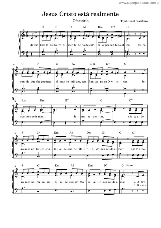 Partitura da música Jesus Cristo Está Realmente – Joaofenandoco