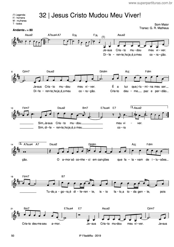 Partitura da música Jesus Cristo Mudou Meu Viver v.15