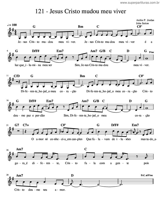 Partitura da música Jesus Cristo Mudou Meu Viver v.4