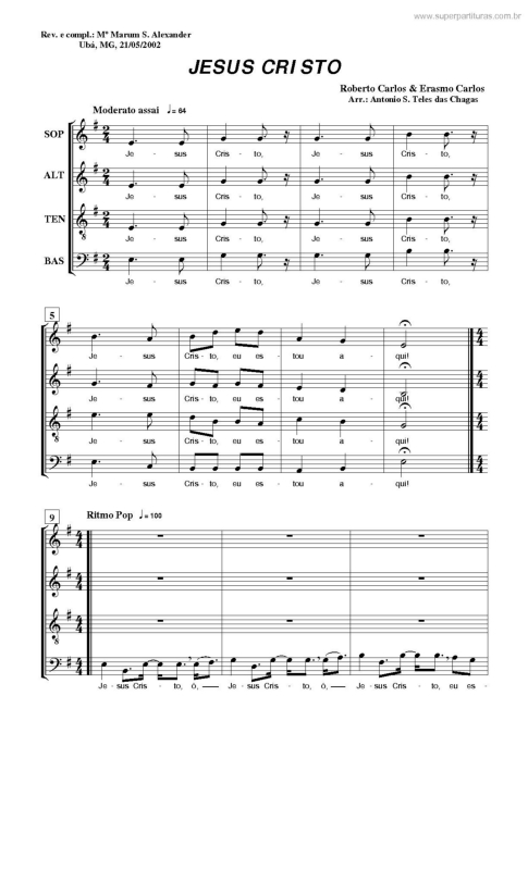 Partitura da música Jesus Cristo v.4