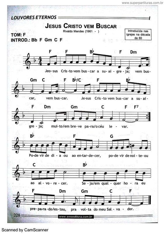 Partitura da música Jesus Cristo Vem Buscar